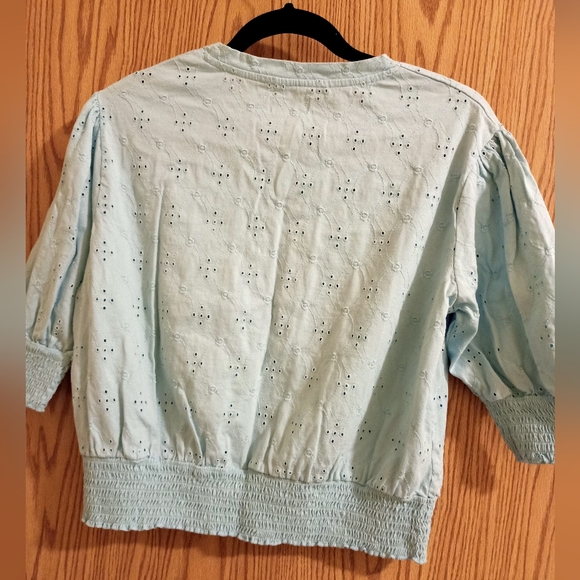 Pastel Blue Broderie Anglaise cotton top - Picture 2 of 2